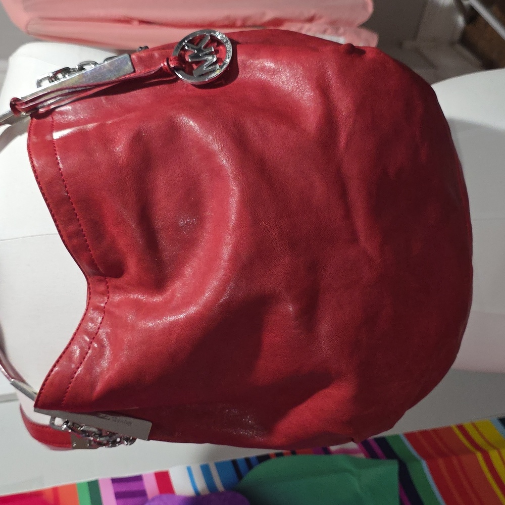 Michael Kors Cherry Red Shoulder Bag/cross Body Strap Vintage